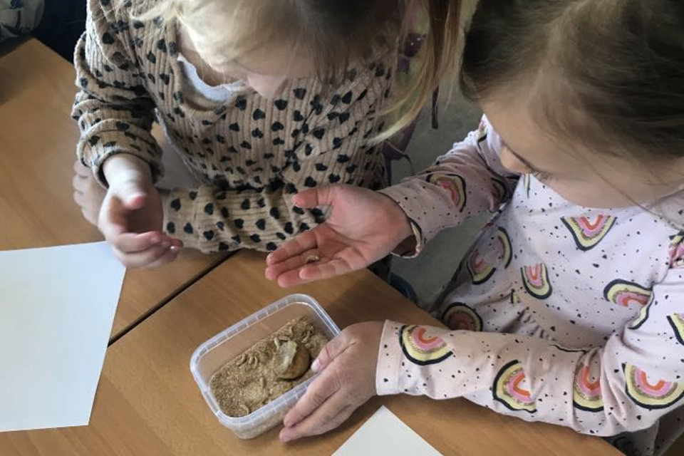 0. klasse kigger på pupper. Gladsaxe Privatskole.